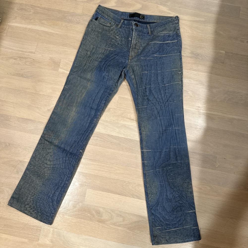 Roberto Cavalli Croc Effect Blue Jeans sz small (w29)